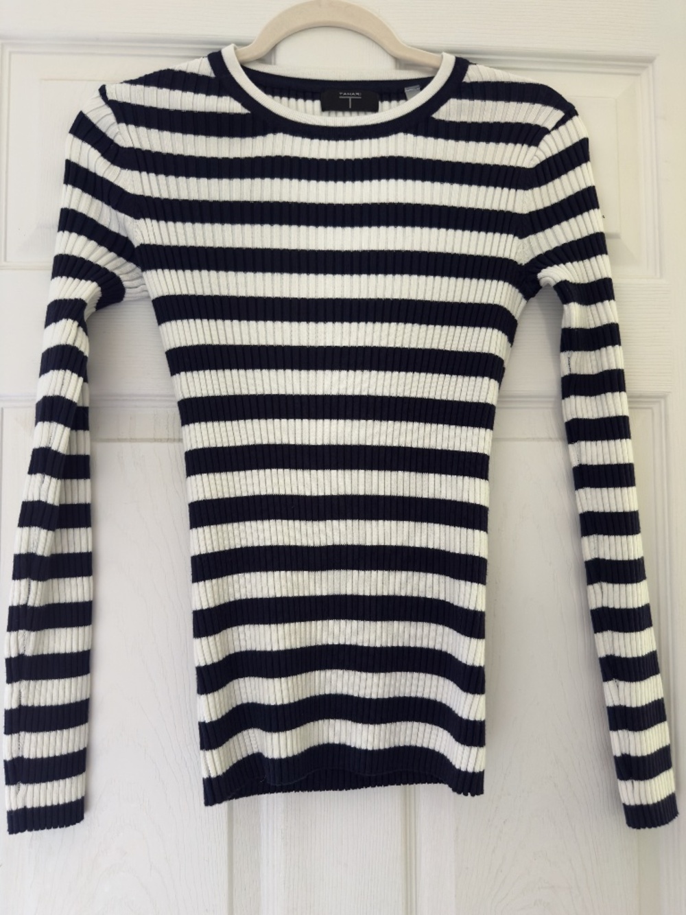 Elie Tahari The Vienna Striped Rib Knit Shirt Size S